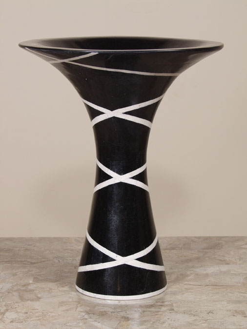 Belmont Vase, Tall, Black Stone with White Ivory Stone