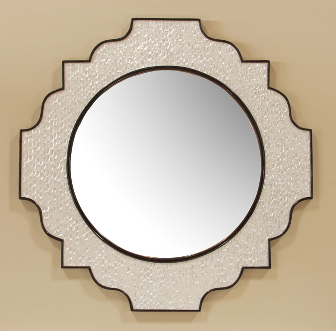 Showcase Mirror Frame, Trocca Seashell with Black Stone Finish