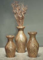 Pea-in-the-Pod Flower Vases, Small, Light Brown