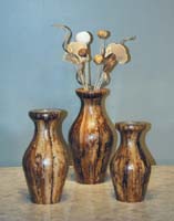 Medium Flower Vase, Inlaid Banana Bark