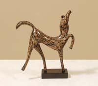 Prancing Horse Sculpture, Cotton Husk with Black Stone Finish