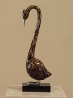 Standing Bird Sculpture, Cotton Husk/Black Stone/Stainless Finish