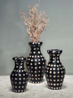 Medium Flower Vase, Inlaid Corn Cob Slice  in Gloss Black finish