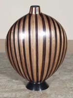 Celina Round Vase with Vertical Light and Dark Banana Strips Inlay