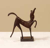 Prancing Horse Sculpture, 100% Natural Inlaid Cracked Coconut Seashell w/Black Stone Base