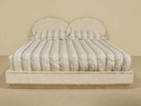 Classic Allure King Bed, White Ivory  Stone with Beige Fossil Stone (Set Includes Headboard, Footboard and Rails)