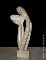 Kissers Sculpture, Beige Fossil Stone with White Ivory Stone