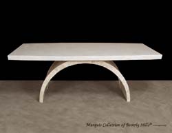Circo Dining Table, White Ivory Stone with Beige Fossil Stone