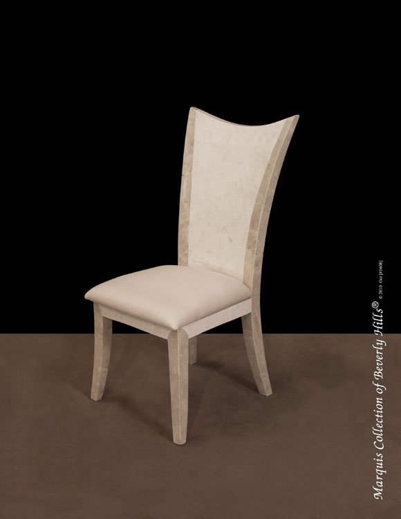 Circo Side Chair, White Ivory Stone with Beige Fossil Stone