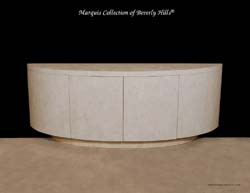Italia Curved Buffet, White Ivory Stone with Beige Fossil Stone