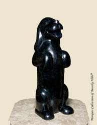Begging/Standing Dog Sculpture, Black Stone