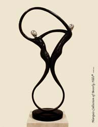 Swing Sculpture - Table Model, Black Stone with Stainless Finish