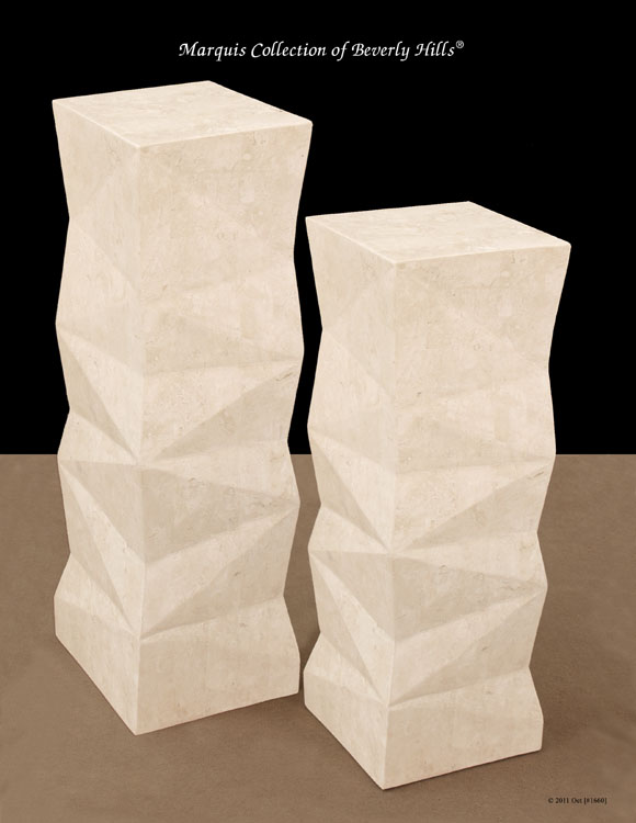 42'' High Chiseled Pedestal, 100% NATURAL Inlaid White Ivory Stone