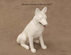 Snow Dog Sculpture, Solid White Ivory Stone