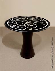 Rocco Round Occasional Table, Black Pen Seashell/MOP/Black Stone Finish