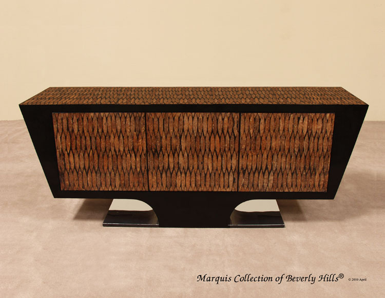 Vogue Buffet, 100% Natural Inlaid Cotton Husk, Black Stone & Stainless Steel