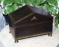 MBOX-0006 - Rectangular Leather Box with triangle Top on Fiberglass Antique stands
