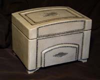 Antique Reproduction with real GOLD Leaf Embossing Ivory Leather Box, ant. Design